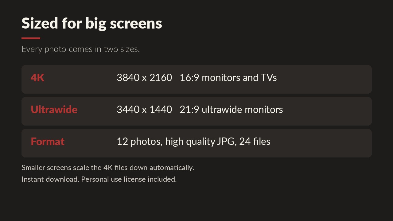 The two desktop sizes included in the wallpaper pack